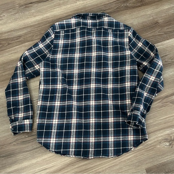 Pop England Blue Turquoise Cotton Flannel Button Up Men Size Large - Picture 6 of 7